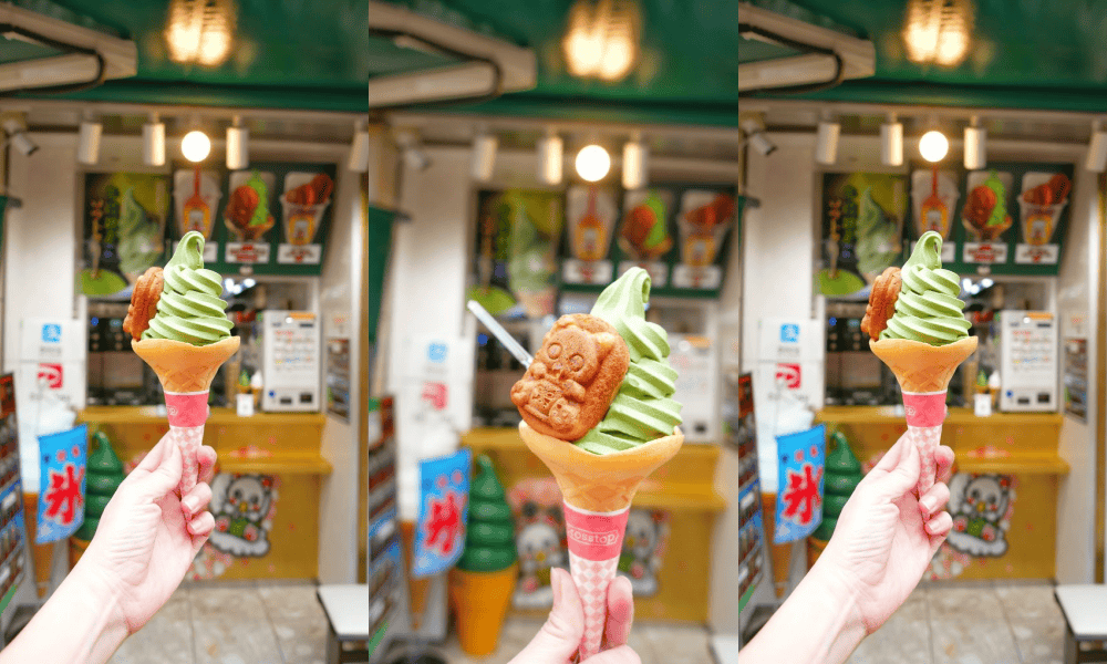 東京淺草雷門美食｜淺草Nyanyan Baby，宇治抹茶霜淇淋＋雞蛋糕，浅草にゃんにゃんベイビー，雷門周邊美食