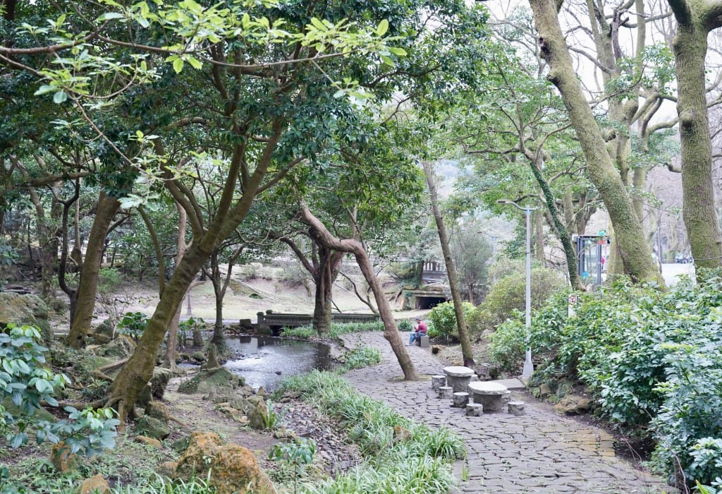 陽明山前山公園賞櫻花｜前山公園公共浴池免費男湯女湯溫泉泡湯，日式陽明湖美呆，磐流園超像亞馬遜公園，交通