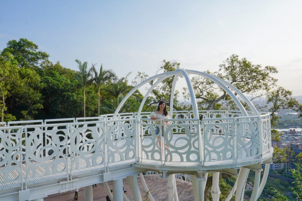台北北眼平台，微風平台，劍潭山步道白色圓球360度景觀，台北約會新景點