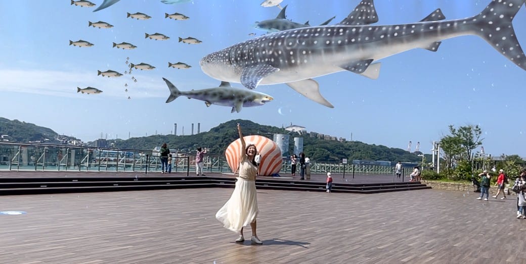 麗都蝶客花園｜基隆東岸旅客中心，AR鯨鯊共游拍照打卡，基隆最美觀海平台