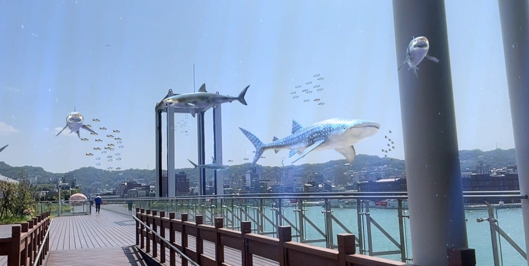 麗都蝶客花園｜基隆東岸旅客中心，AR鯨鯊共游拍照打卡，基隆最美觀海平台
