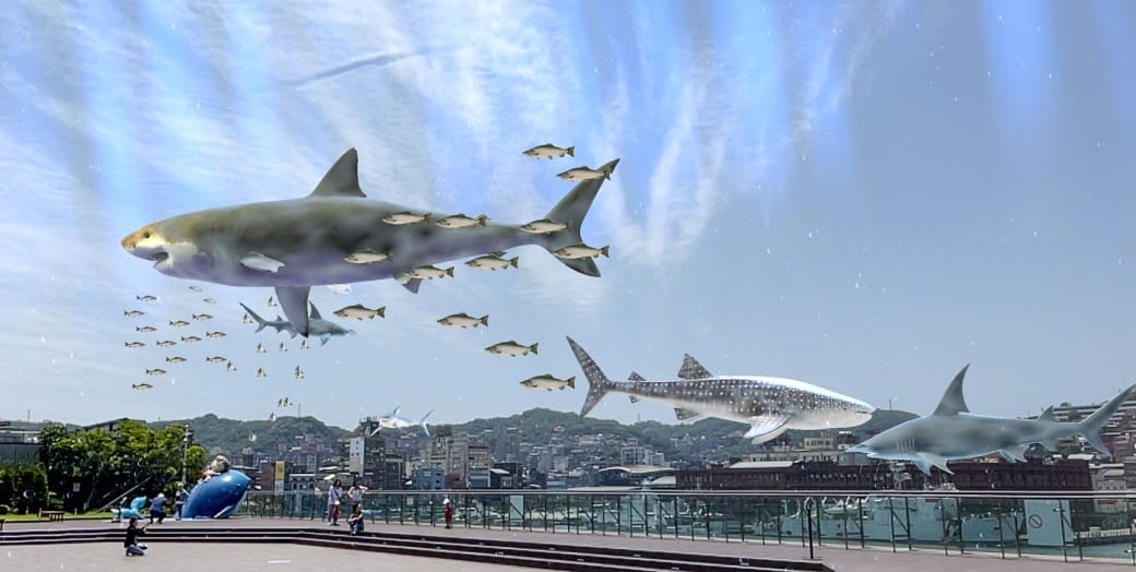 麗都蝶客花園｜基隆東岸旅客中心，AR鯨鯊共游拍照打卡，基隆最美觀海平台