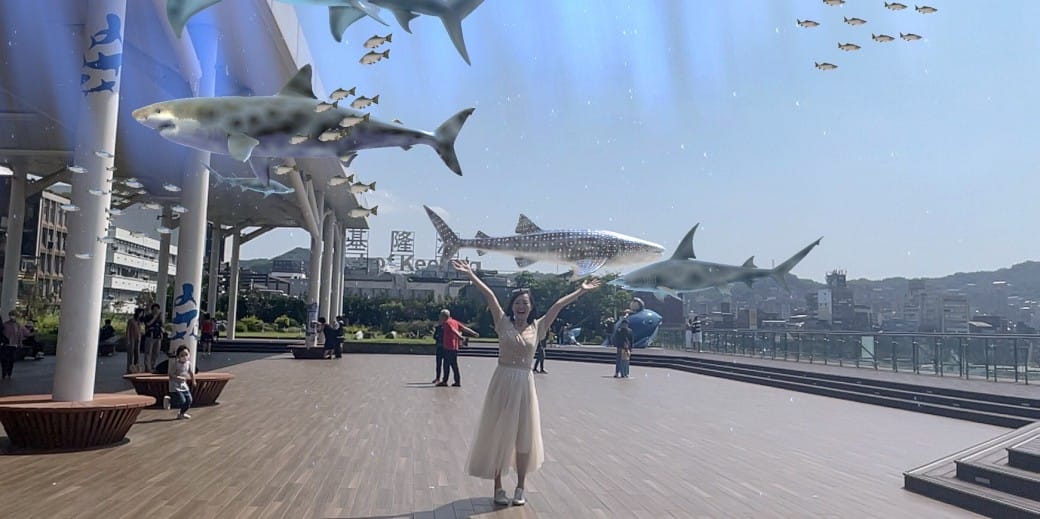 麗都蝶客花園｜基隆東岸旅客中心，AR鯨鯊共游拍照打卡，基隆最美觀海平台