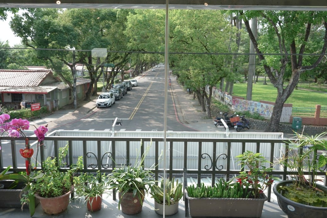 合宏眼鏡咖啡館，南投中興新村第三市場旁的森林系景觀咖啡廳，在眼鏡行裡喝咖啡，看著綠色隧道超級療癒的