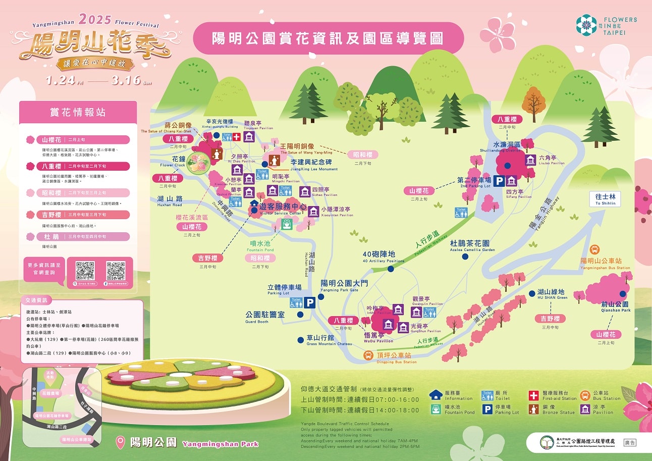 陽明山國家公園櫻花|陽明公園兩大賞櫻景點推薦,交通行程,賞花專車,時間花期 - 第2張圖 陽明山花季
