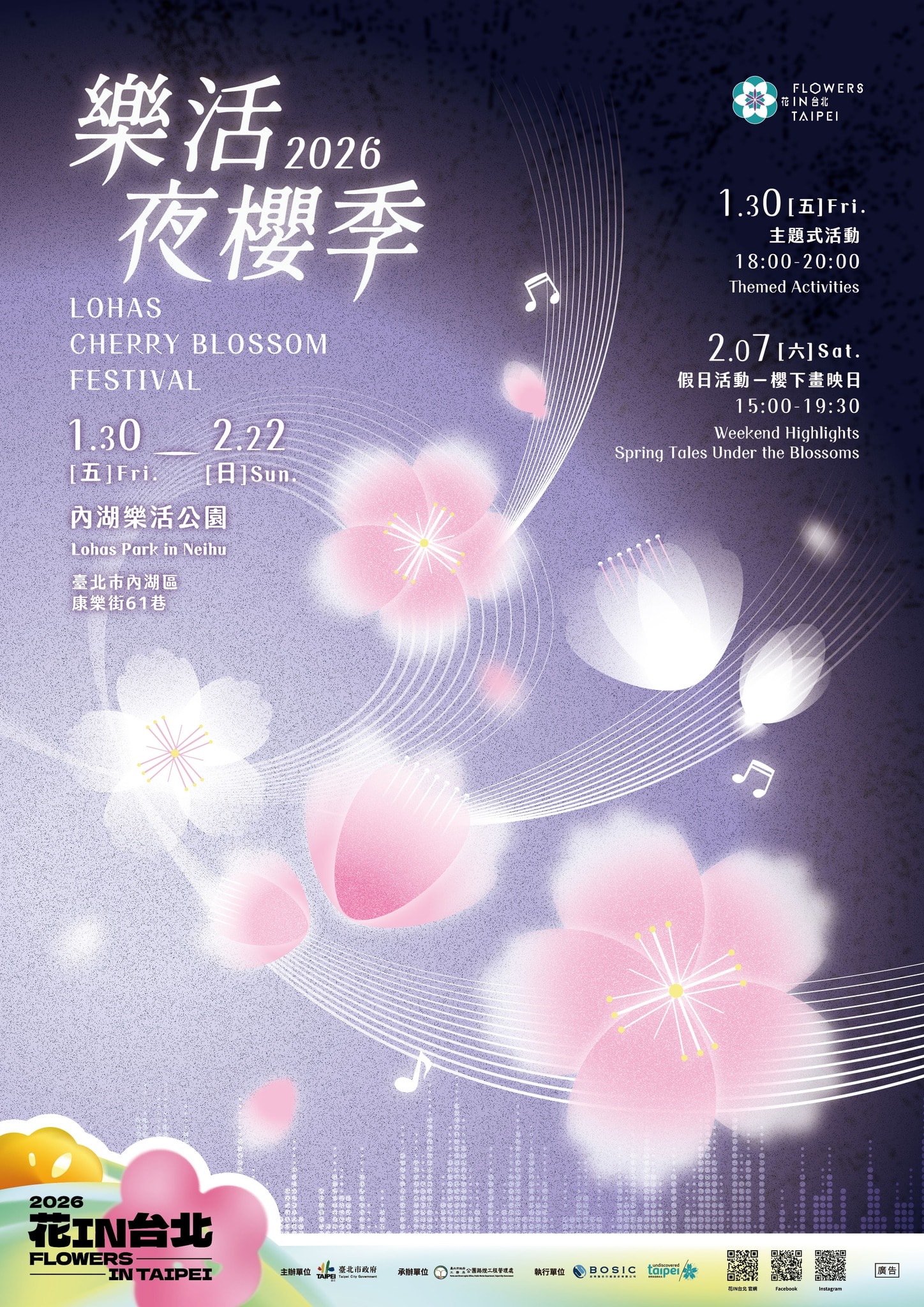 樂活夜櫻季，內湖樂活公園，台北市賞櫻熱門景點，交通，花期，特色，路線，停車攻略！